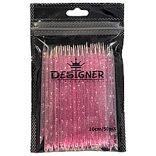 Палички багаторазові двосторонні 10см. 50шт/уп. (Дизайнер) для манікюра пластикові Рожевий