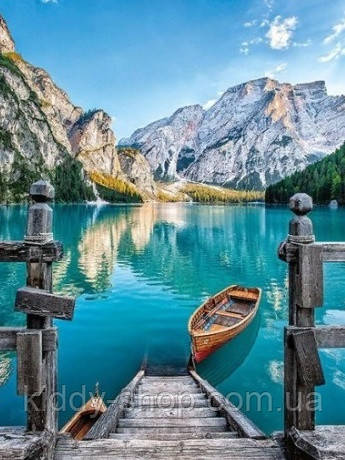 Діамантова вишивка. Картина на підрамнику "Гірське озеро", 40х50см, квадратні стрази, фото 1