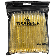 Двосторонні пластикові багаторазові палички Дизайнер Професіогнал для нігтів 10 см, 100 шт./уп. Жовтий