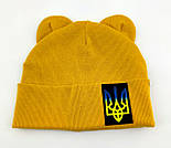 Шапка дитяча трикотажна подвійна для новонароджених головні убори гірчичний (ШД254), фото 2