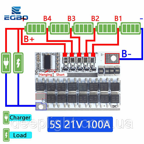 Плата защиты BMS Li io Li Po 3S 4S 5S 12V 16.8V 21V 100A балансир ...