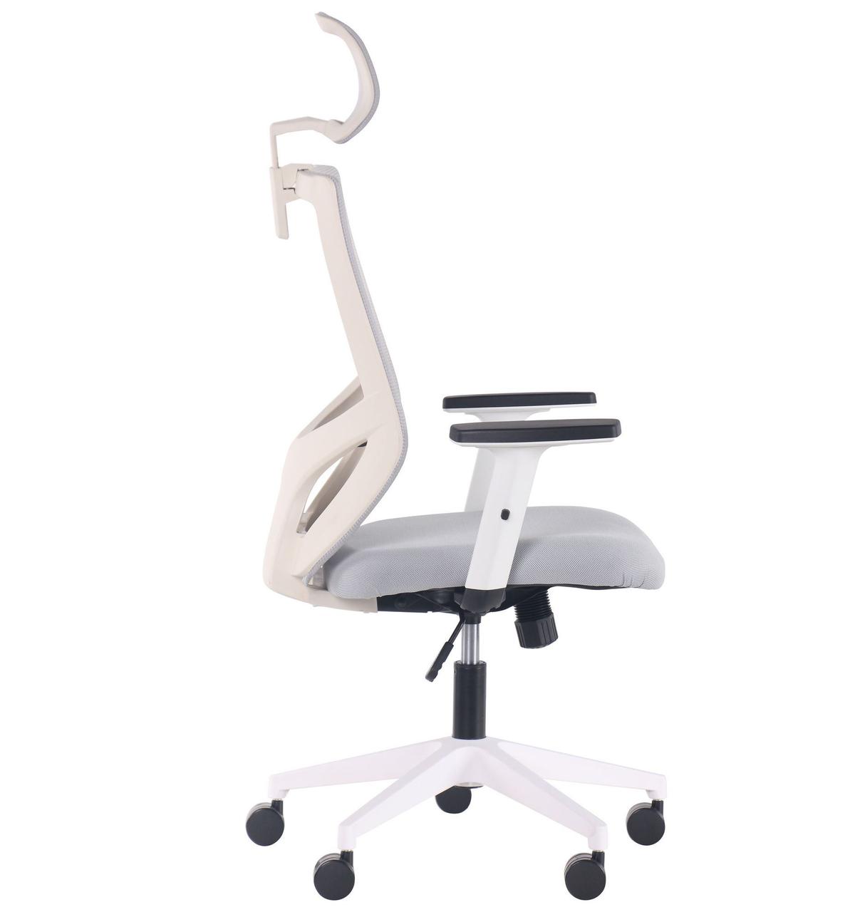 Кресло офисное Lead White HR сиденье Нест-19 св.серая/спинка Сетка SL-01 св.серая TM AMF - фото 4 - id-p1670363757