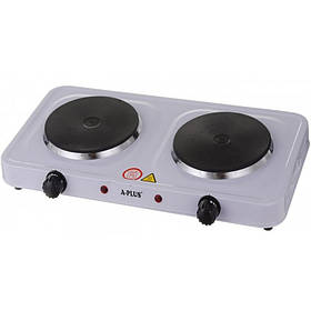 Плита електрична біла A-Plus 2104 (2 конфорки, диск)