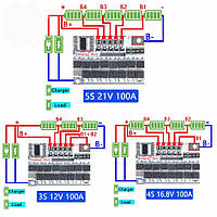 Плата защиты BMS Li io Li Po 3S 4S 5S 12V 16.8V 21V 100A балансир универсальный Li ion Li Po контроллер заряд