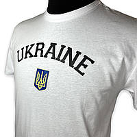 Мужская футболка "UKRAINE" белого цвета, 100% хлопок