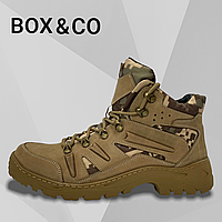 Тактические зимние ботинки Box&Co (Кривой Рог) кожаные с кордурой и мембраной песочные, хаки 22088