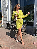 Женский юбочный костюм двойка топ + юбка креп-костюмка резинка размеры норма