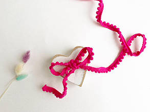 Тасьма з помпонами 5мм малинова, метражем