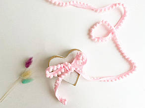 Тасьма з помпонами 5мм світло-рожева, метражем