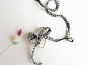 Тасьма з помпонами 5мм темно-сіра, метражем