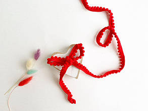 Тасьма з помпонами 5мм червона, метражем