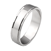 Обручальное кольцо серебряное с красивым объемным краем и гладкой серединой