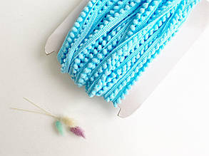 Тасьма з помпонами 5мм блакитна, (упаковка 18м)