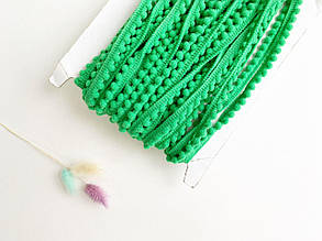 Тасьма з помпонами 5мм зелена, (упаковка 18м)