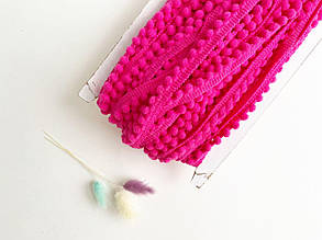 Тасьма з помпонами 5мм малинова, (упаковка 18м)