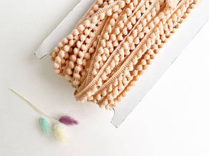 Тасьма з помпонами 5мм персикова, (упаковка 18м)