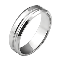 Серебряное обручальное кольцо с глубоким объемным краем