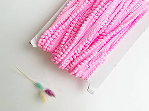 Тасьма з помпонами 5мм рожева, (упаковка 18м)