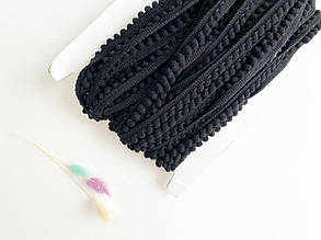 Тасьма з помпонами 5мм чорна, (упаковка 18м)