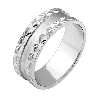 Срібна обручка тонка із об'ємними краями та гладенькою серединкою