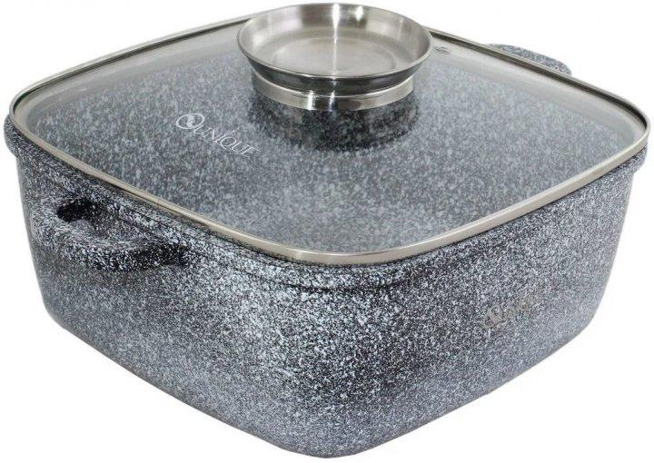 Казан квадратний, з кришкою, гранітний UNIQUE UN-5208 6.1л (28см) для всіх видів плит