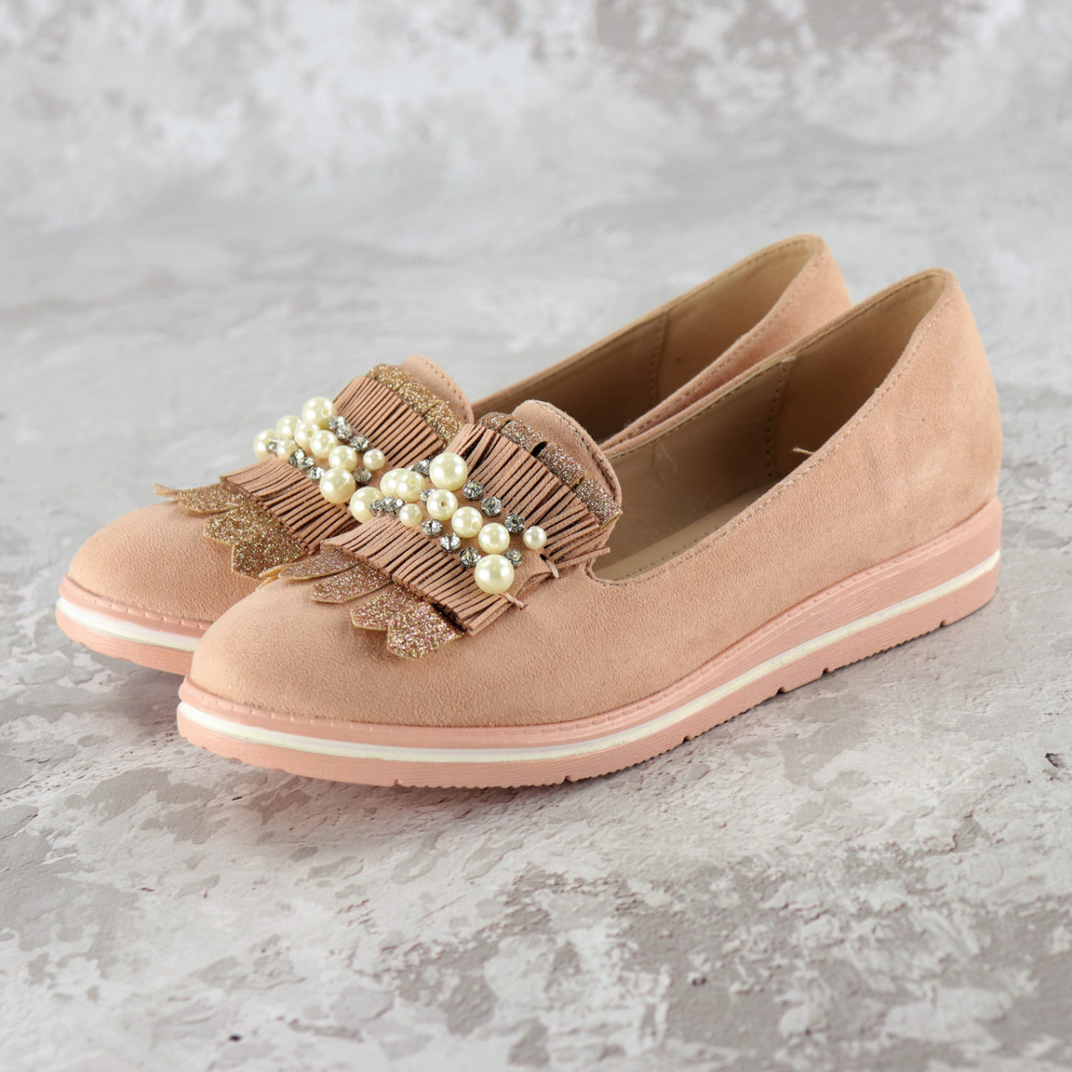 Сліпери жіночі Fashion Pearl 1038 37 розмір 23 см Пудра код ID 1690277