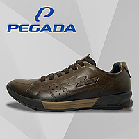 Мужские осенние кроссовки Pegada коричневые кожаные на резинке осень/весна деми сезон 116752-03