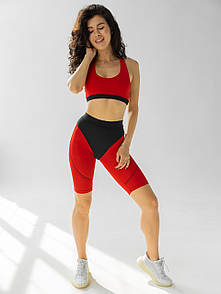 Спортивні жіночі велосипедки з ефектом push-up - червоний.