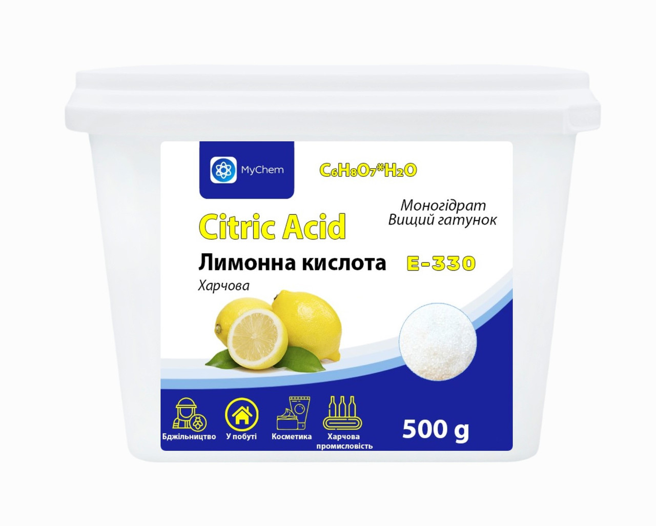 Лимонна кислота MyChem 500 г харчова добавка E-330