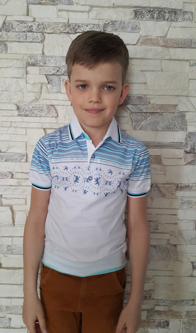 Біла футболка поло для хлопчика зріст 122