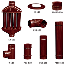 Труба димохідна P50-130 (50см/13 см) коричнева/чорна