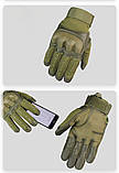 Рукавички чоловічі тактичні спортивні військові штурмові шкіряні зелений хакі код 33-0101, фото 8