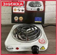 Бытовая кухонная спиральная плита 1000W CROWNBERG настольная электрическая переносная электроплита эмаль