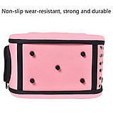 Переноска для котів/собак до 6 кг складана зі шлейкою через плече EVA Pet Care рожева (GS-64463), фото 6