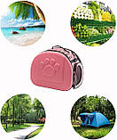 Переноска для котів/собак до 6 кг складана зі шлейкою через плече EVA Pet Care рожева (GS-64463), фото 9