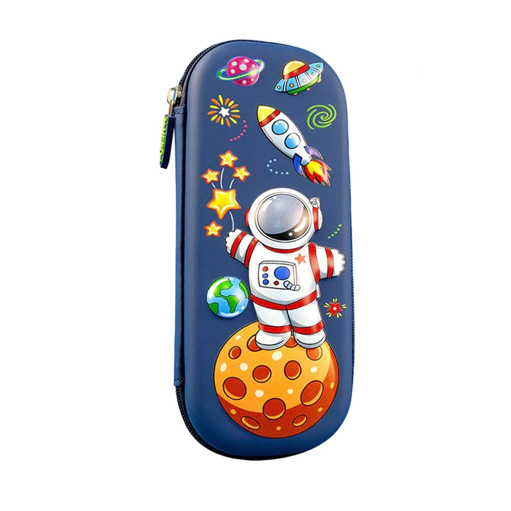 3D Пенал Школьный для Мальчика Космос Маленький на 3 Отделения Синий ...