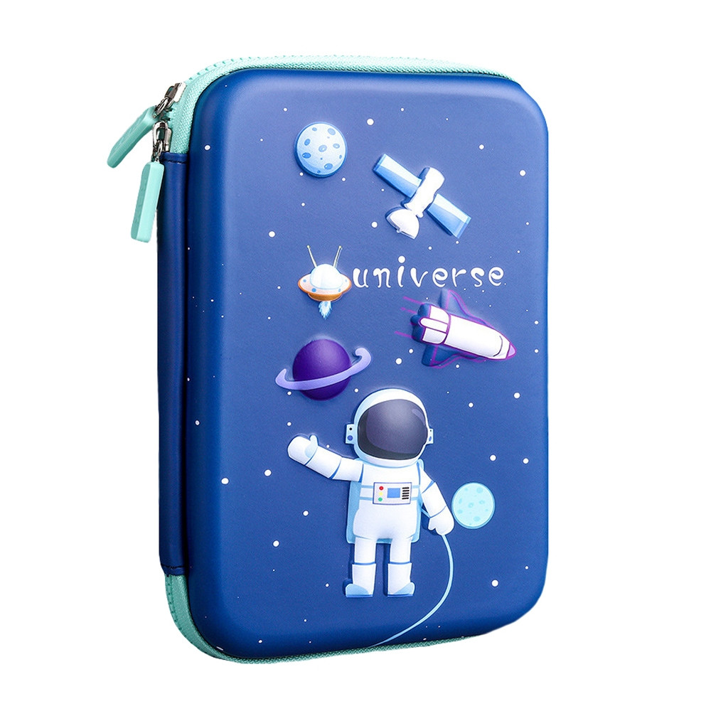 3D Пенал шкільний для хлопчика великий на 3 відділення Космос синій (GS-63759), фото 1