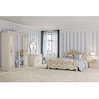 Мебель в спальню в классическом стиле Кармен Новая люкс пино с художественной печатью со шкафом