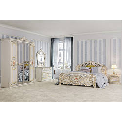 Меблі в спальню в класичному стилі Кармен Нова люкс піно з художнім друком з шафою