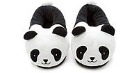 Мягкие домашние Мужские тапочки Панда черно-белые, тапки-лапки для кигуруми закрытые плюшевые