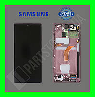 Дисплей Samsung S908 Burgundy S22 Ultra (GH82-27489B) сервисный оригинал в сборе с рамкой