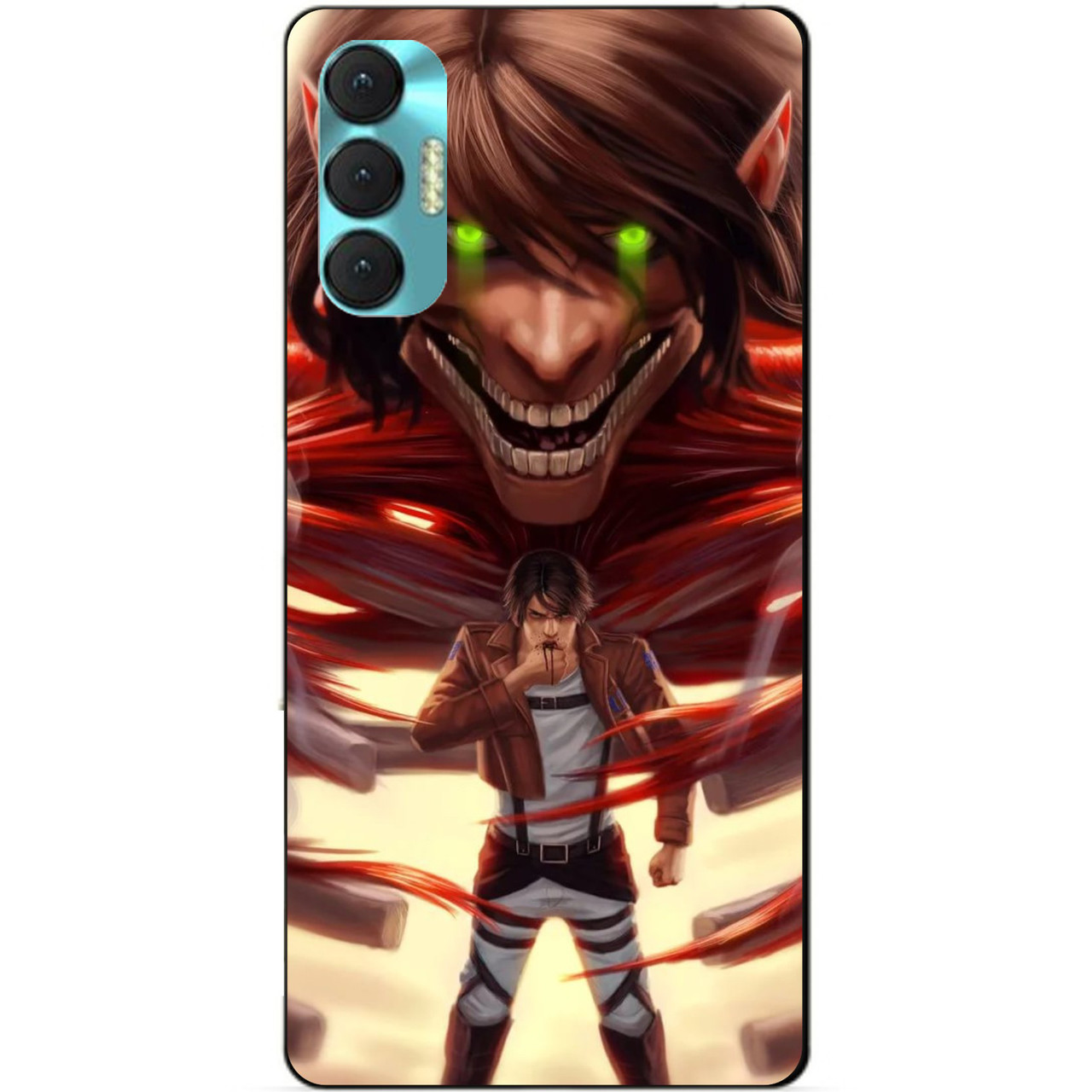 Силиконовий бампер чохол для Tecno Spark 8p з рисунком Attack on Titan