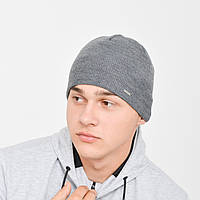 Чоловіча в'язана шапка Nord (фліс) 15046 сірий меланж