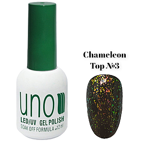 Топове покриття  Chameleon Top (з пластівцями єдиноріг) для гіль лака без липкого шару, 12 мл. No3