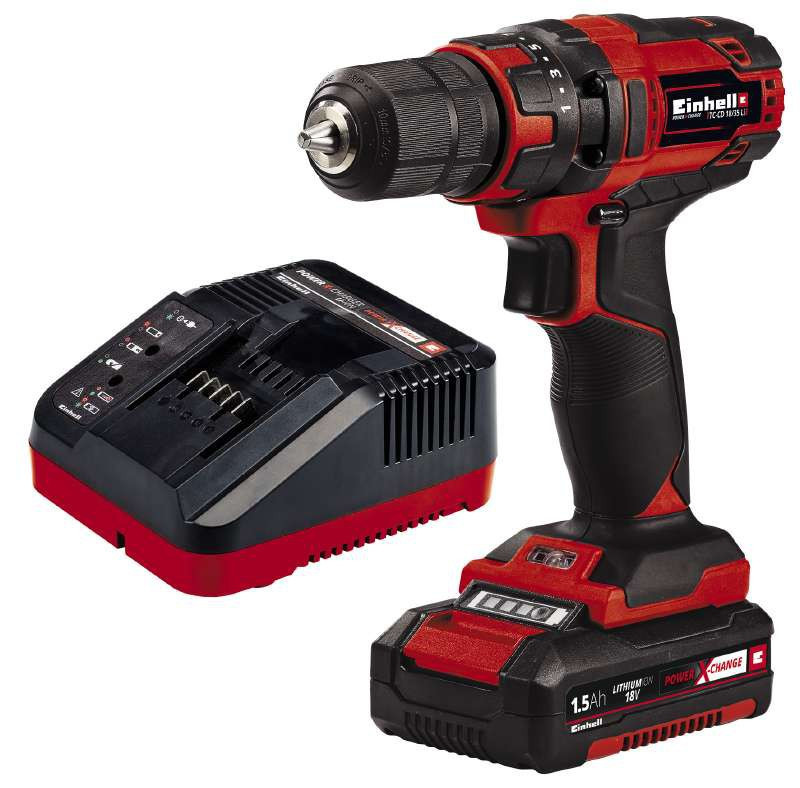 Потужний акумуляторний шуруповерт Einhell TC-CD 18/35 Li (1x1,5 Ah) : 35 Нм професійний шуруповерт для дому (4513914)