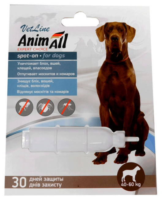 Фото - Ліки й вітаміни AnimAll Капли для собак 40-60 кг   VetLine spot-o (от блох, вшей, власоедов)