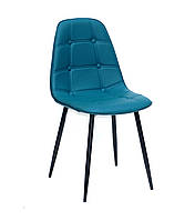 Стильный мягкий стул на металлических черных ножках в эко-коже Alex ML в гостиную, кухню, кафе зеленый