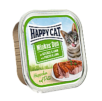 Вологий корм Happy Cat Duo Geflugel&Lamm 100г для котів у вигляді паштету в соусі з птицею та ягням