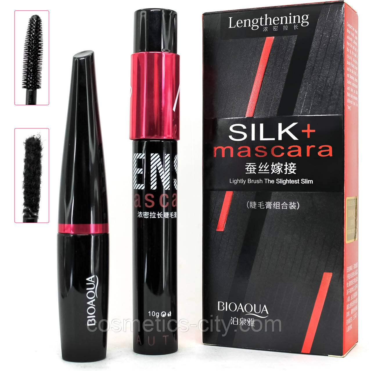 Набор туш + біо шовк BIOAQUA Silk+mascara Lengthening 2 в 1, чорна.