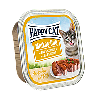 Вологий корм Happy Cat Duo Rind&Kaninchen 100г для котів у вигляді паштету в соусі з яловичиною та кроликом